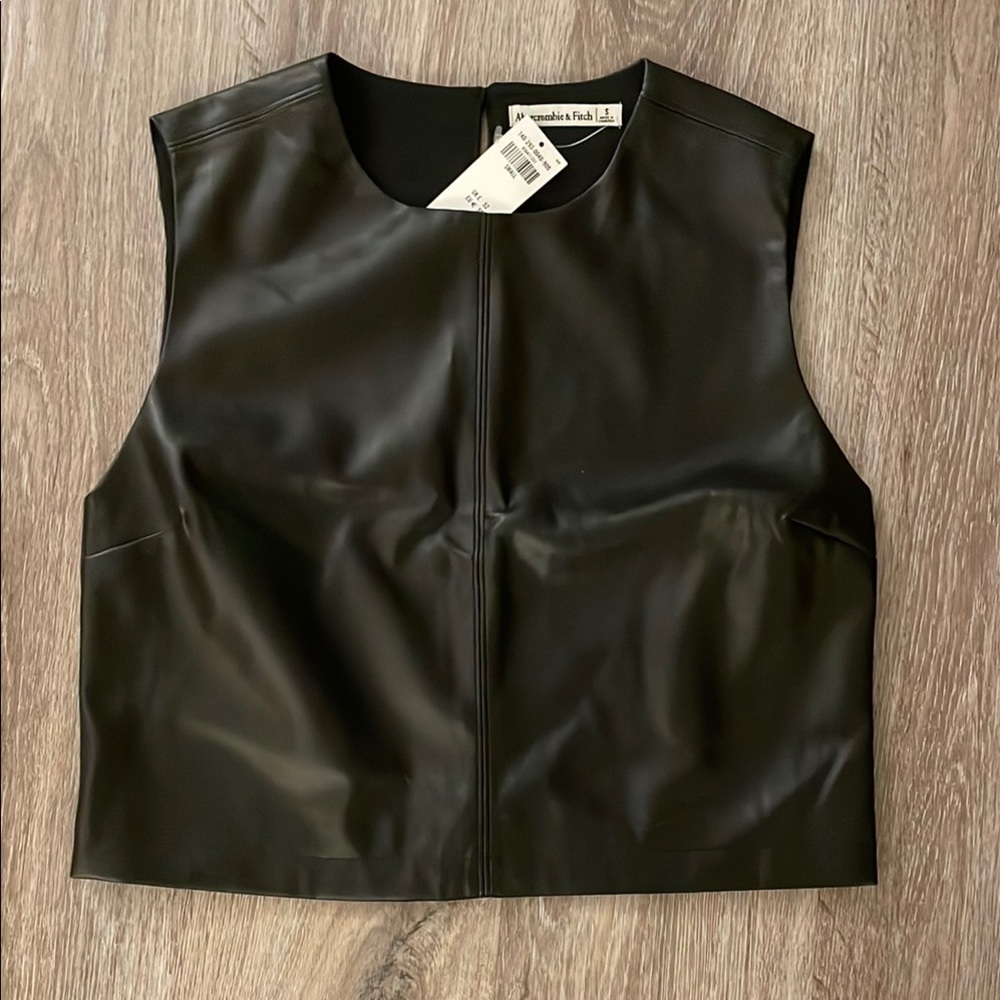 ABERCROMBIE Black Faux Leather Sleeveless Top